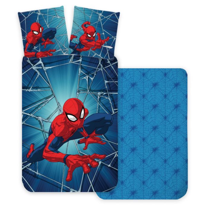 #3 - Spiderman sengetøj 140x200  cm - Vendbart betræk med 2 design - 100% bomuld